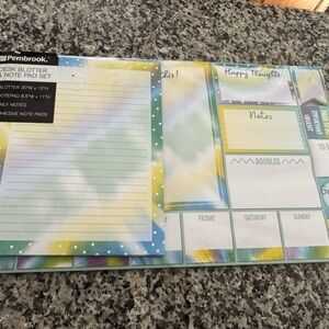 Pembrook Tie-Dye Desk Blotter & Note Pad Set - Multicolor NEW